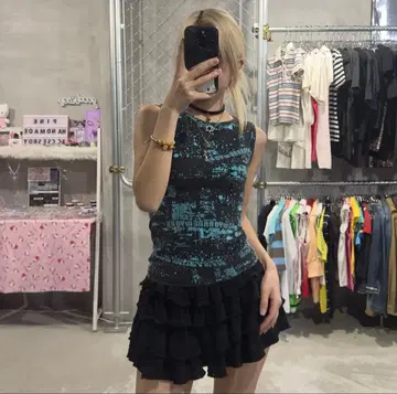 HYSTERIC GLAMOUR 슬리브리스 상의 Y2K