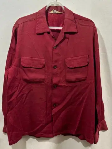 50s 빈티지 필그림 캘리포니아 레이온 셔츠 버건디