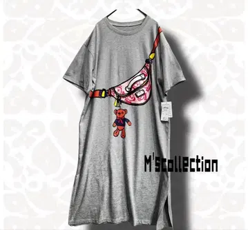 더할 나위 없이 귀여운 롱티 곰 그레이 셔츠 원피스 셔츠 원피스