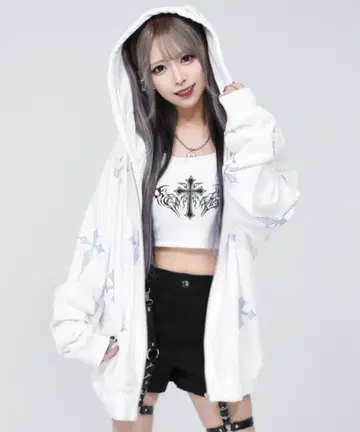 REFLEM 크로스 큐빅 후드티 화이트