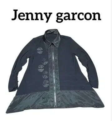 Jenny garcon 이소재 MIX 모티브 부착 A라인 블루종 파워넷