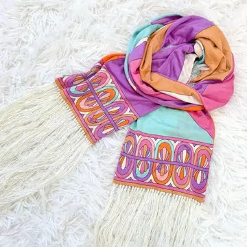 에밀리오 푸치 스톨 스카프 실크 100% 롱 기장 프린지 올 패턴