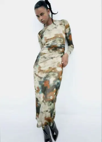 [새상품급] 자라 시어 튤 원피스 파워넷 M 맥시