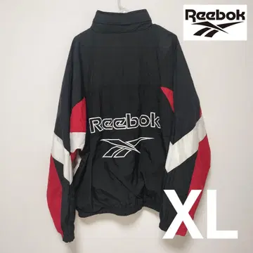 초레어 90s Reebok embroidery 나일론 자켓 블랙 레드