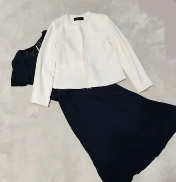 랑그뮤제 새상품급 노카라 트위드 자켓 플리츠 원피스 11호