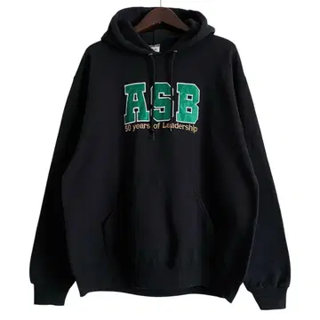 JERZEES 와펜 자수 칼리지 후드티 풀오버 블랙 L 사이즈