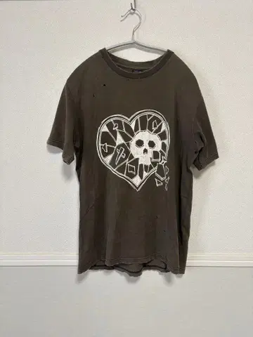 레어 넘버나인 미야시타기 디스트로이 가공 스컬 프린트 티셔츠