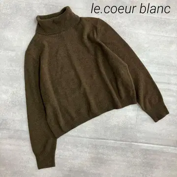 르 쿠르 블랑 브라운 터틀넥 울 니트 38 크롭 루즈핏 긴팔