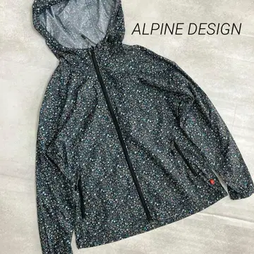 알파인 디자인 꽃무늬 윈드브레이커 블랙 올 패턴 후드 아웃도어