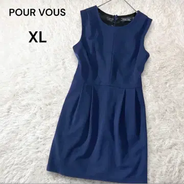 풀뷰 워셔블 스트레치 턱 A라인 원피스 슬리브리스 네이비 XL