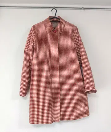 [ 새상품급 ] 미스온워드 / 빨간색과 화이트 깅엄 체크 롱 코트