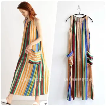 [ CABaN ] 미사용 새상품 멀티 스트라이프 슬리브리스 원피스 S