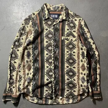 CABENA 이탈리아제 올 패턴 긴팔 셔츠 네이티브 무늬 유로 구제 의류