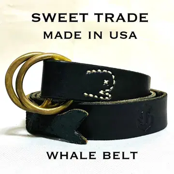 [레어] USA제 SWEET TRADE 가죽 벨트 더블 링 고래