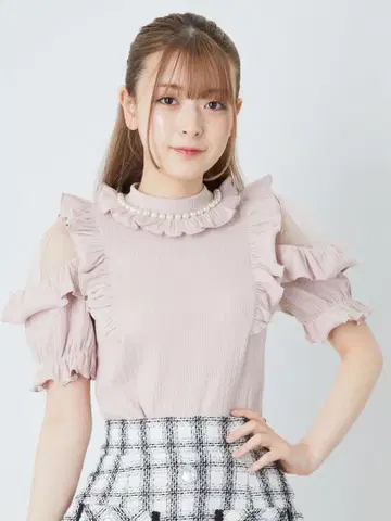 Ank Rouge 프릴 상의 핑크