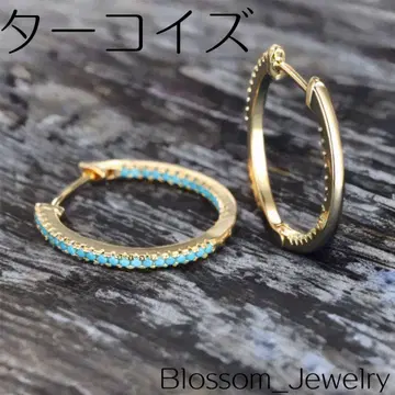 터콰이즈 골드 후프 귀걸이 s925 여성용 하와이안 주얼리