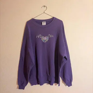 JERZEES 퍼플 하트 자수 크루넥 트레이닝복