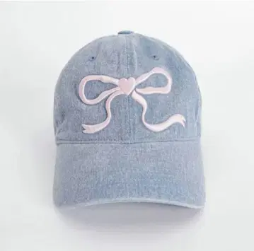 RONRON 론론 HEART RIBBON BALL CAP 데님 블루