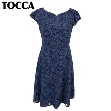 [새상품급] TOCCA 반팔 원피스 4 네이비 플라워 레이스