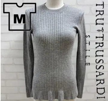 새상품급 TRUSSARDI 그레이 리브 니트 실크 M