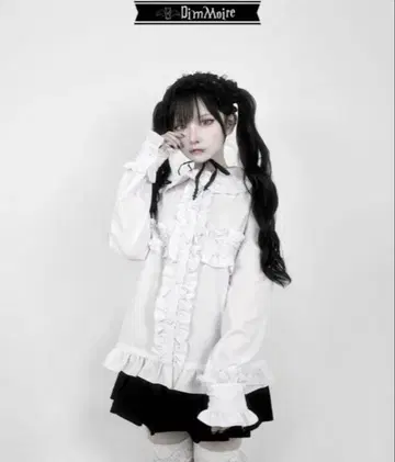 DimMoire 십자가 프릴 블라우스 White