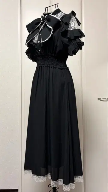 NOEMIE 쉬폰 레이스 오픈 숄더 원피스 노에미