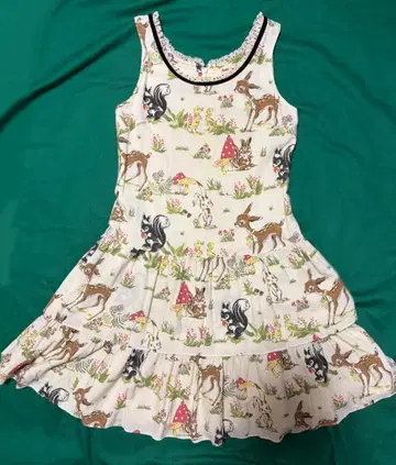 아기 사슴 프린트 오버롤 스커트 아이보리 Emily Temple Cute