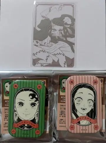 귀멸의 칼날 점프샵 스퀘어 캔뱃지 박 카드 탄지로 네즈코 세트