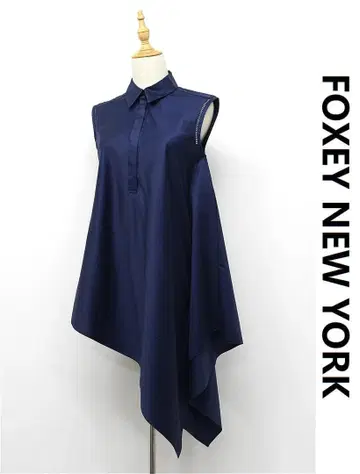 D604 FOXEY NEW YORK 비대칭 블라우스 40 네이비