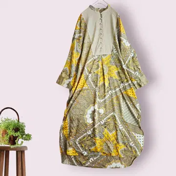 안티카 페이즐리 무늬 롱 원피스 차이나 버튼 F 사이즈