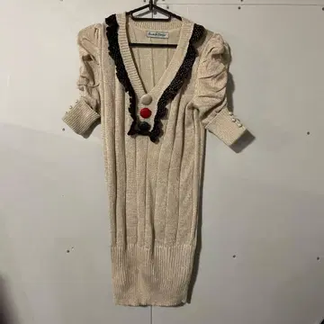 Beaute Danser 라메 믹스 아이보리 니트 원피스 개성파