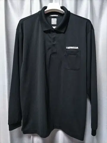 탕그램 긴팔 피케 셔츠 블랙