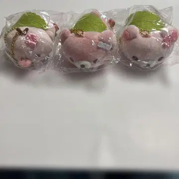 3개 리락쿠마 말랑말랑 걸이식 화과자 봉제 인형 벚꽃떡 코리락쿠마
