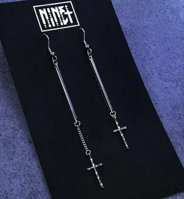 1956 크로스 귀걸이 십자가 실버 아지메 고딕 핸드메이드 개성파
