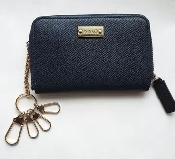 WAKO 와코 미니 지갑 키체인 포함 코인 카드 케이스 네이비