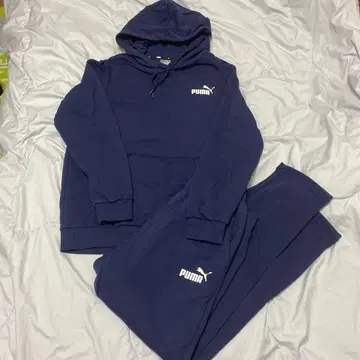 PUMA 네이비 맨투맨 후디 팬츠 세트 L 셋업