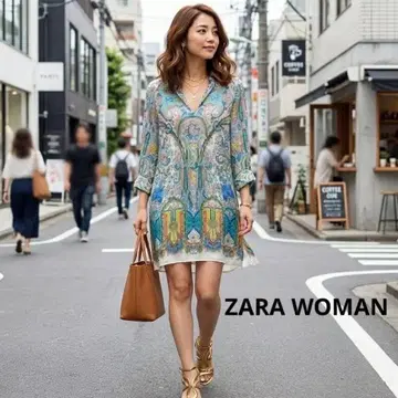 ZARA WOMAN 페이즐리 무늬 쉬폰 긴팔 셔츠 A1005