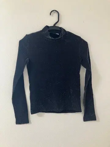 00s 빈티지 블랙 라메 하이넥 긴팔 archive Y2K