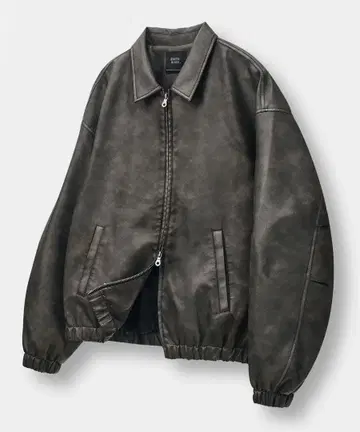 DIMITRI BLACK 인조 가죽 워시 데일리 자켓