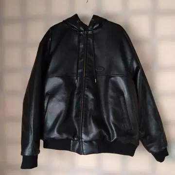 Vans 후드 부착 가죽 자켓 블랙