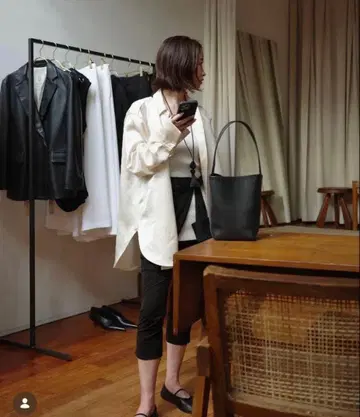 imperf. 빈티지 새틴 셔츠 에크루