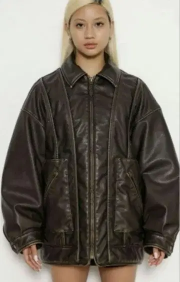 Laguagem 페이크 가죽 자켓