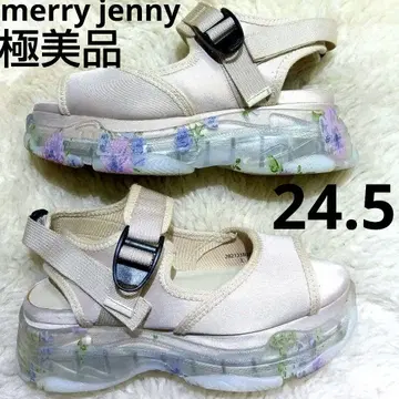 컨디션 최상 merry jenny 꽃무늬 클리어 솔 샌들 통굽 L