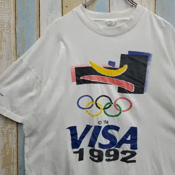 H 빈티지 T셔츠 싱글 스티치 바르셀로나 올림픽 VISA 90s