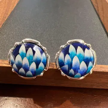 [ 컨디션 최상 ] 은제 커팅 칠보 커프스 단추