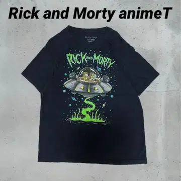 Rick and Morty 애니메이션 T셔츠 그래픽 블랙 L사이즈