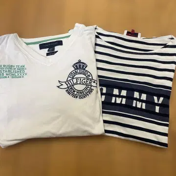 여성용 TOMMY HILFLGER 반팔 T셔츠 2장