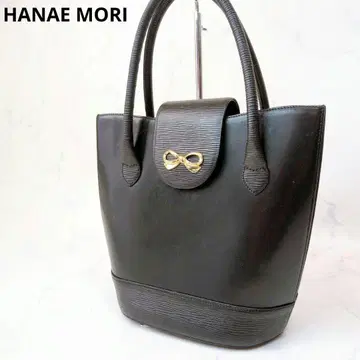 하나에모리 핸드백 가죽 리본 금장 장식 블랙 포멀