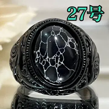 블랙 스톤 건메탈 반지 [ 27호 ] 빈티지 스타일