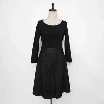 띠어리 블랙 트위드 롱 슬리브 플레어 원피스 블랙 2*OD1327